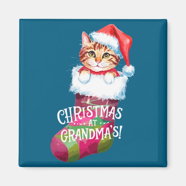 Íman Christmas Cat _ Christmas At Grandma Cat _ Cute Ca (Frente)