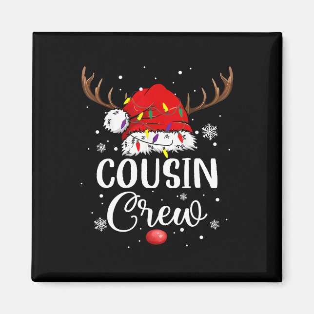 Íman Christmas Cousin Crew Funny Santa Hat Light Kids M (Frente)