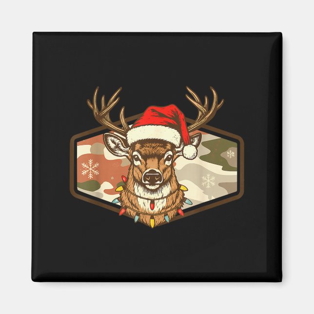 Íman Christmas Deer Hunting Old School Camo, Xmas Hunti (Frente)
