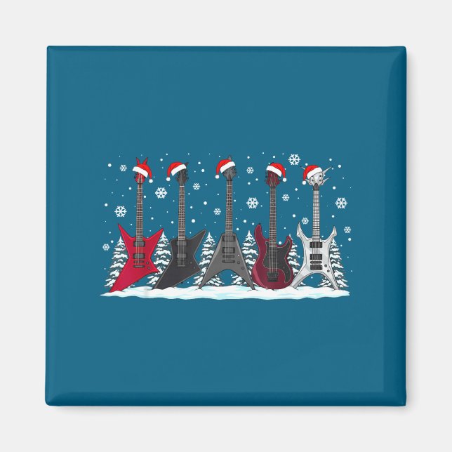 Íman Christmas Electric Guitars Metalhead Guitarist Xma (Frente)