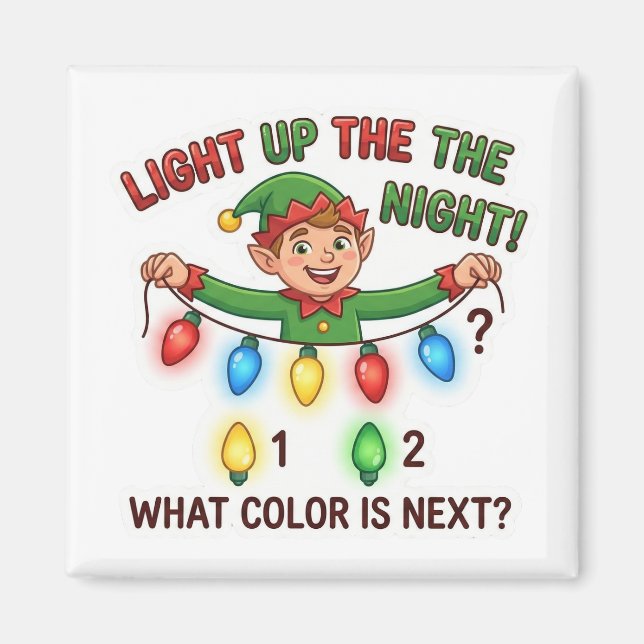 Íman Christmas Elf Lights Pattern Logic Game Magnet (Frente)