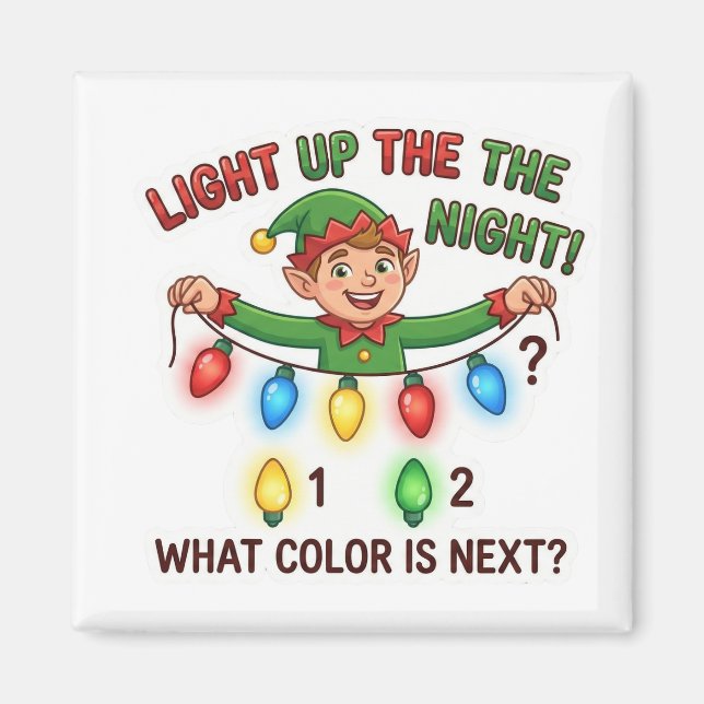 Íman Christmas Elf Lights Pattern Logic Game Magnet (Frente)