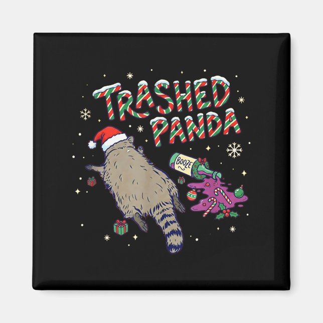 Íman Christmas Funny Trashed Panda Racoon Gets Drunk Xm (Frente)
