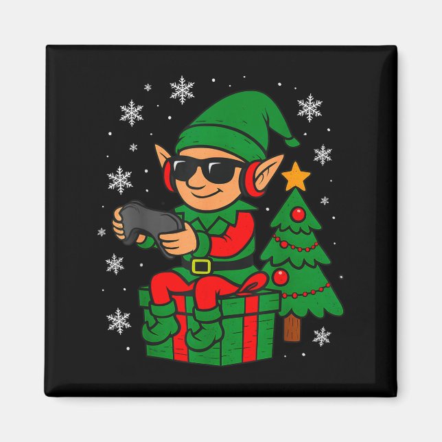 Íman Christmas Gamer Retro Elf Funny Xmas Gaming Boys K (Frente)