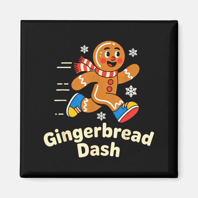 Íman Christmas Gingerbread Dash Running Runner Xmas Mar (Frente)