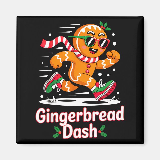 Íman Christmas Gingerbread Dash Running Runner Xmas Mar (Frente)