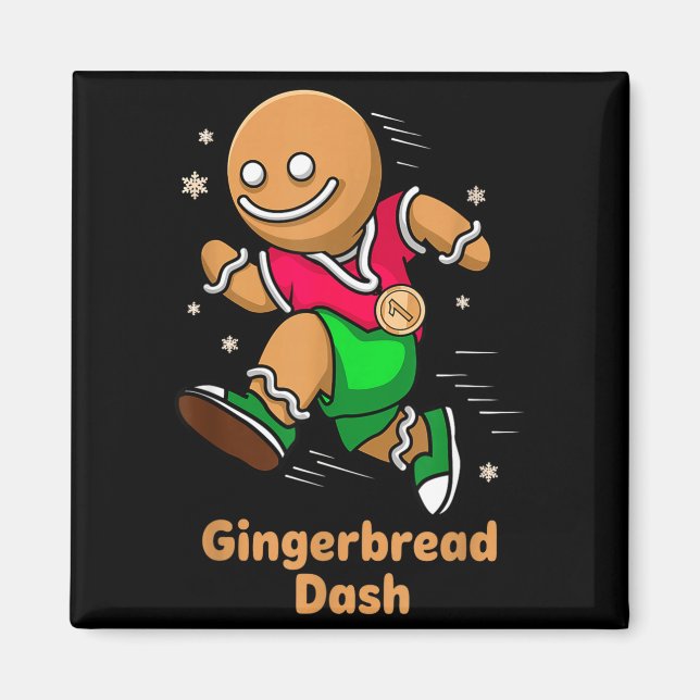 Íman Christmas Gingerbread Dash Running Runner Xmas Mar (Frente)