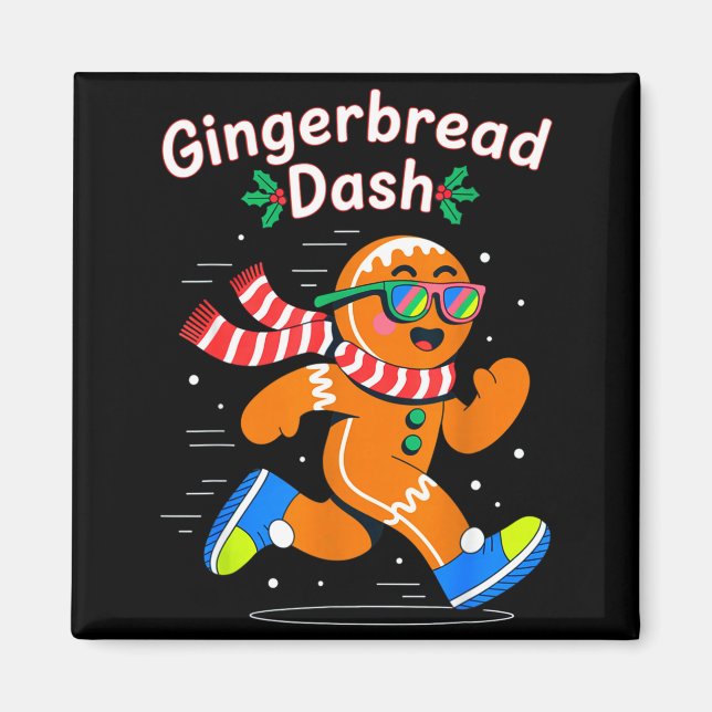 Íman Christmas Gingerbread Dash Running Runner Xmas Mar (Frente)