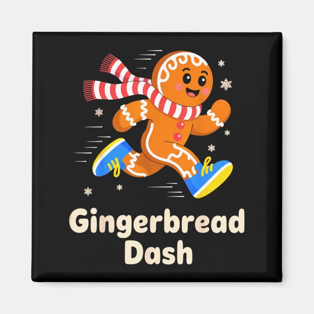 Íman Christmas Gingerbread Dash Running Runner Xmas Mar (Frente)