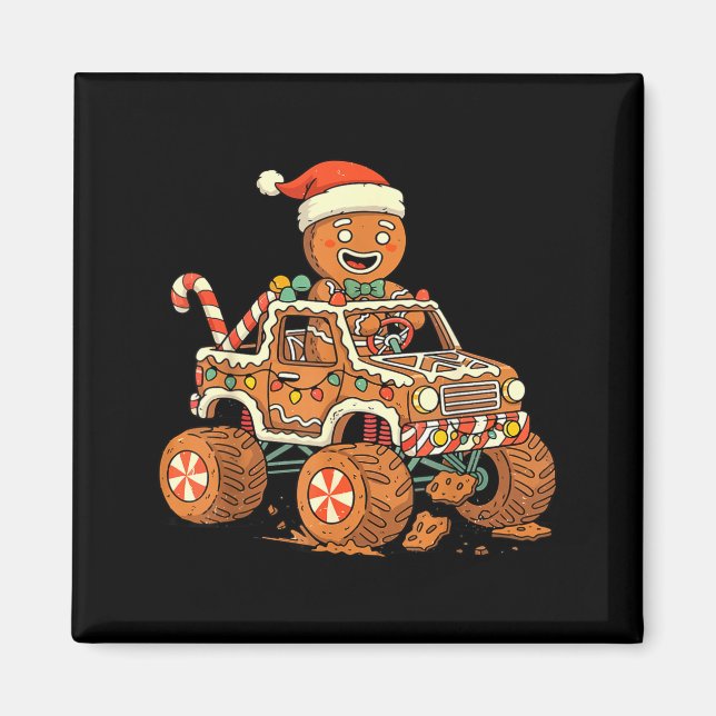 Íman Christmas Gingerbread Man Driving Truck Xmas Light (Frente)