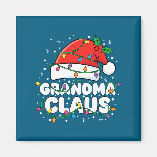 Íman Christmas Grandma Claus Santa Hat Christmas Lights (Frente)