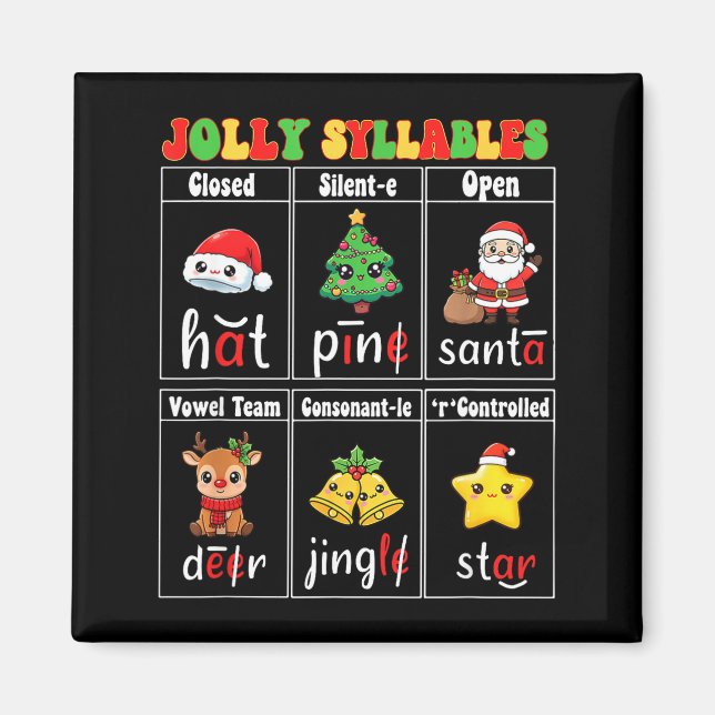 Íman Christmas Jolly Syllables Teacher Students Funny S (Frente)