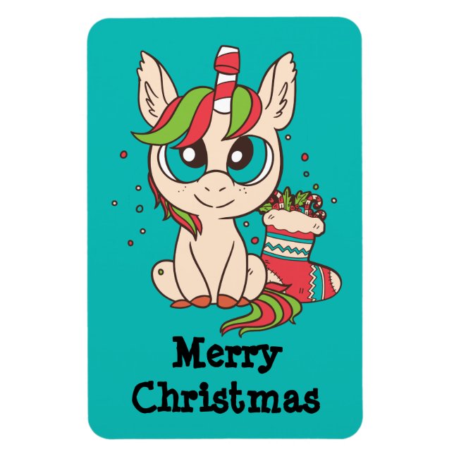 Íman Christmas Kawaii Unicorn (Vertical)