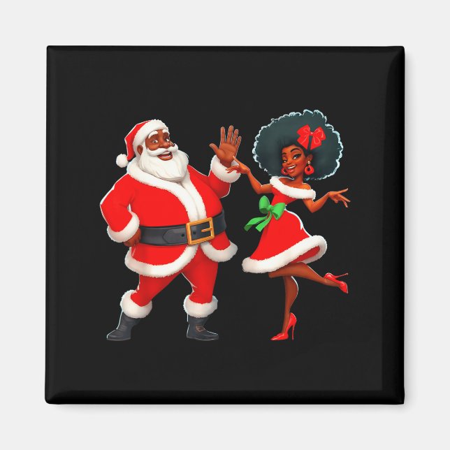 Íman Christmas Mr Santa Mrs Claus Dancing African Ameri (Frente)