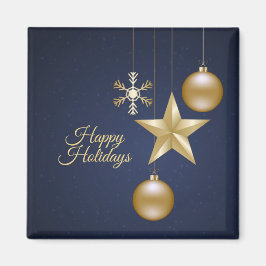 Íman Christmas Party Golden Ornaments Navy Blue Elegant