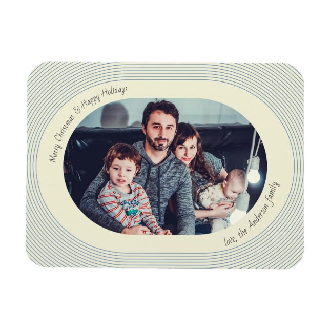 Íman Christmas Photocard Playful Design Oval Photo (Horizontal)