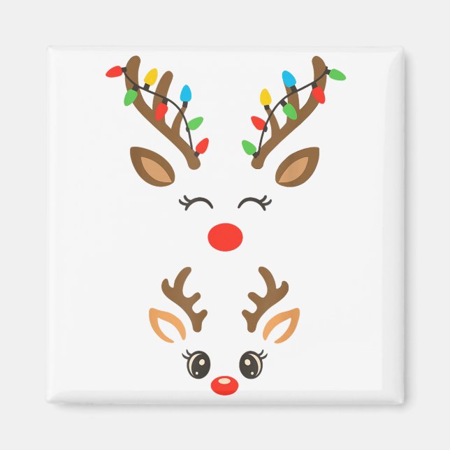 Íman Christmas Pregnancy Reindeer Xmas Lights New Mom T (Frente)