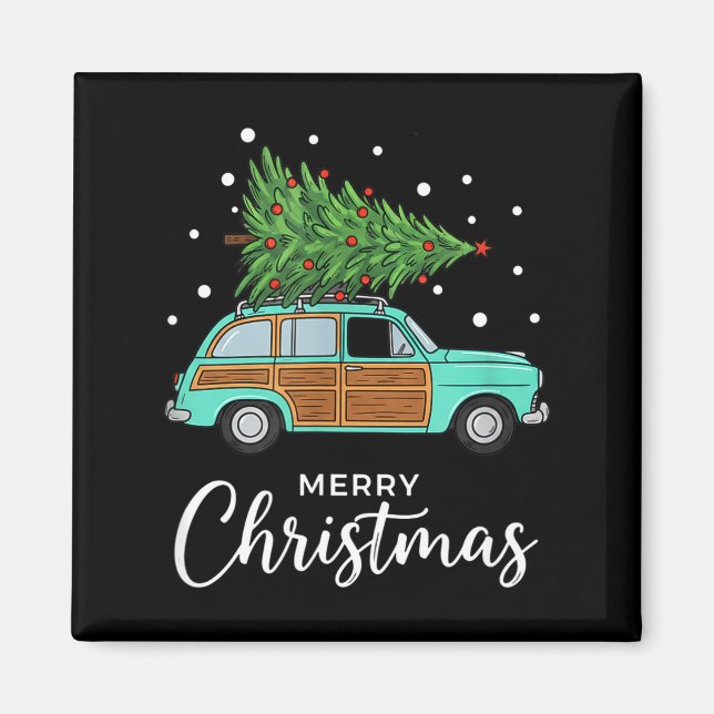 Íman Christmas Retro Car With Christmas Tree - Merry Me (Frente)