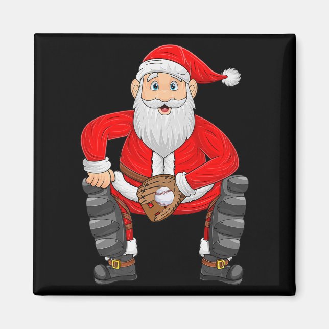 Íman Christmas Santa Playing Baseball Catcher Xmas Srts (Frente)