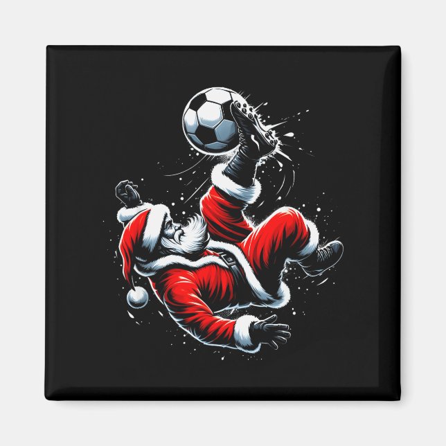 Íman Christmas Santa Soccer Player Bicycle Kick Xmas Ba (Frente)