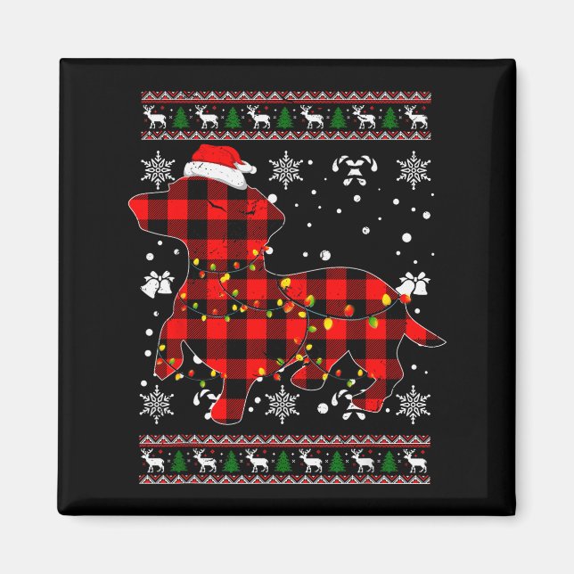 Íman Christmas Shirt For Dachshund Lover Gift Santa Buf (Frente)
