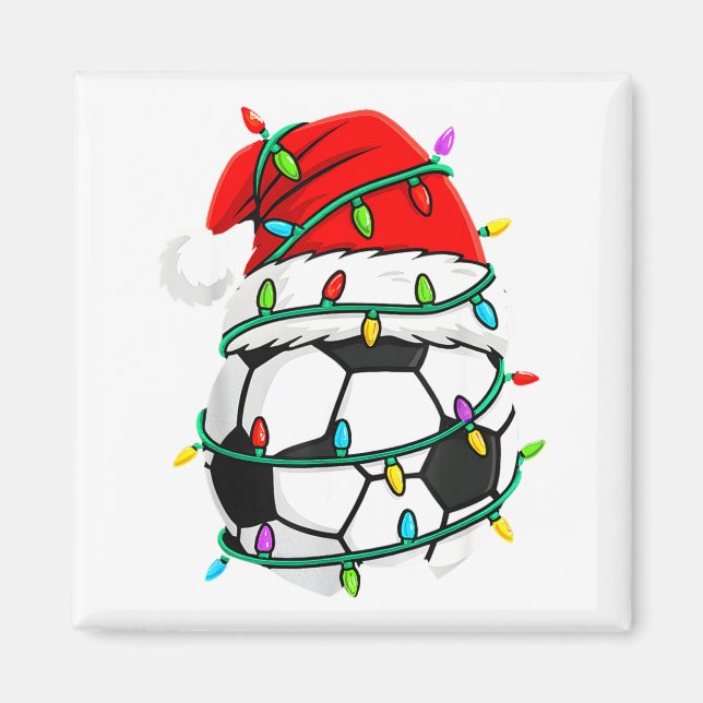 Íman Christmas Soccer Santa Hat Lights Santa Srts Xmas  (Frente)