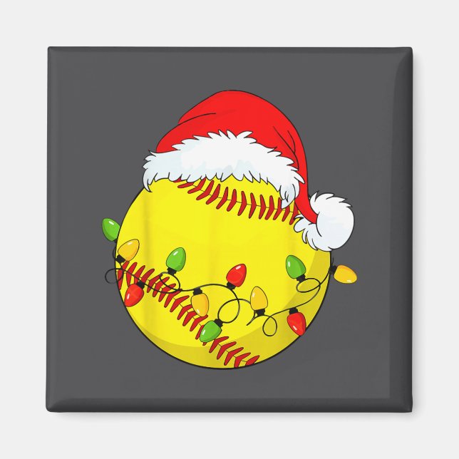 Íman Christmas Softball Xmas Santa Srts Hat Mens Womens (Frente)