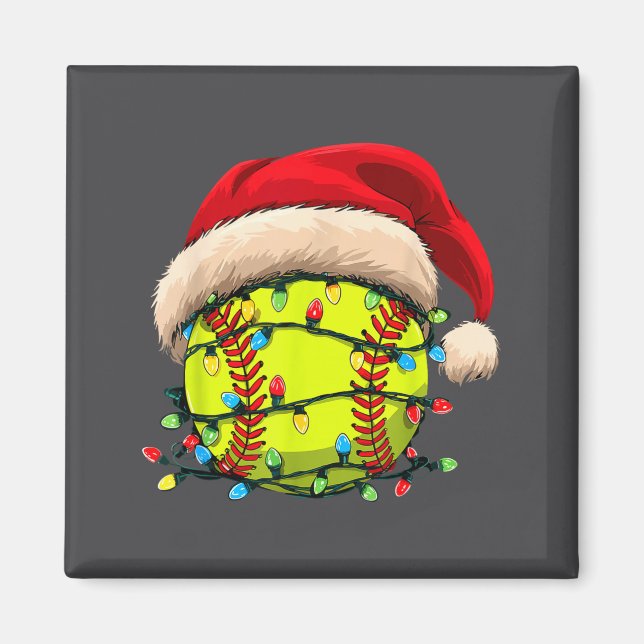 Íman Christmas Softball Xmas Santa Srts Hat Mens Womens (Frente)