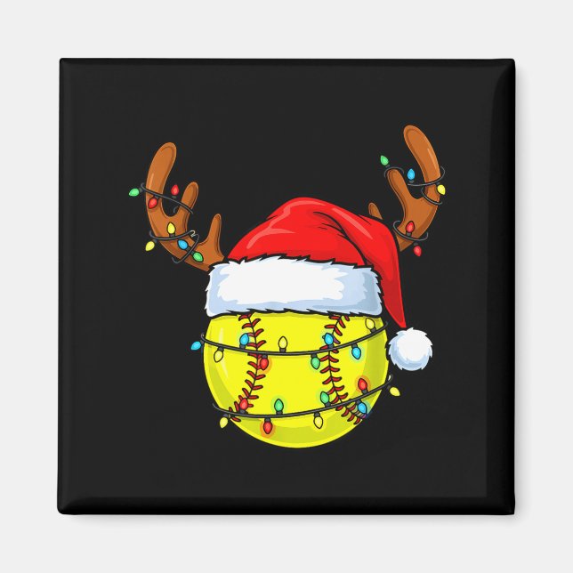 Íman Christmas Softball Xmas Santa Srts Hat Mens Womens (Frente)
