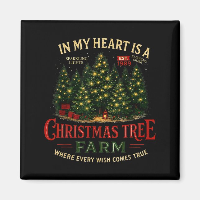 Íman Christmas Tree Farm In My Heart Holiday Forest Gif (Frente)