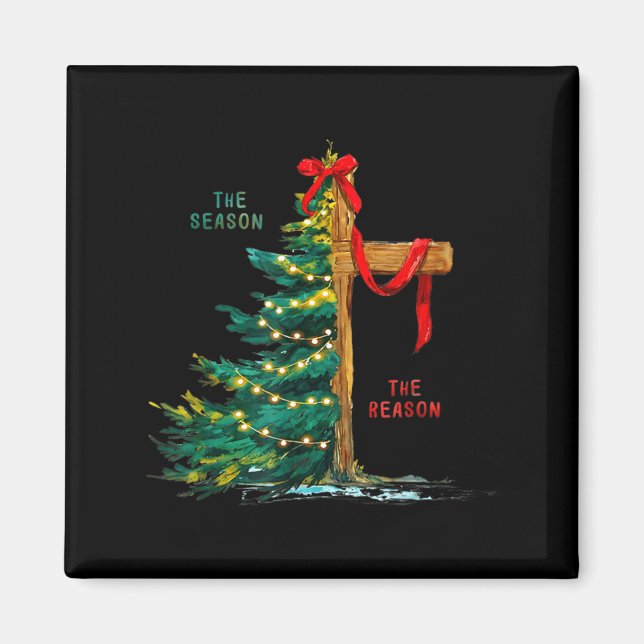 Íman Christmas Tree The Season Jesus Cross Faith Holida (Frente)