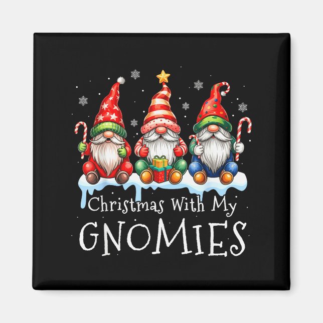 Íman Christmas With My Gnomies Buffalo Plaid Gnome Fami (Frente)