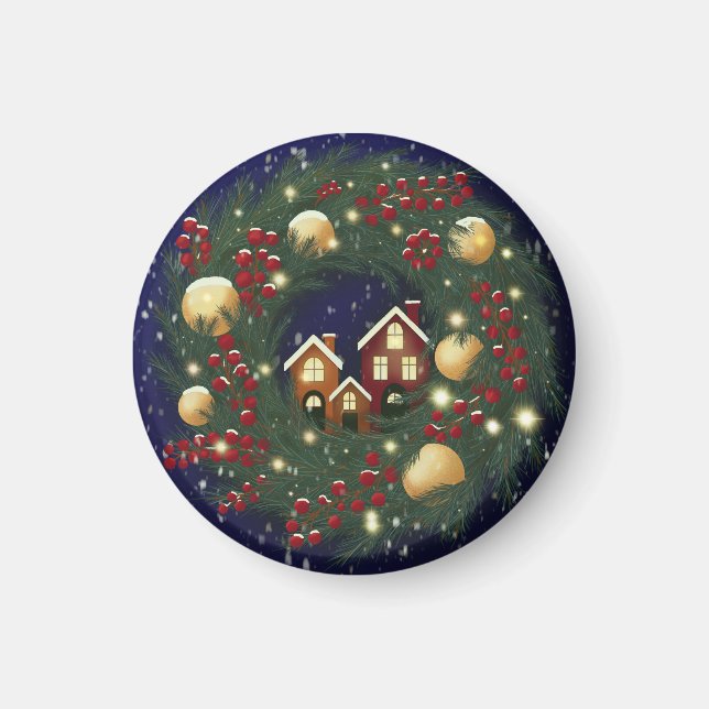 Íman Christmas wreath with pine branches (Frente)