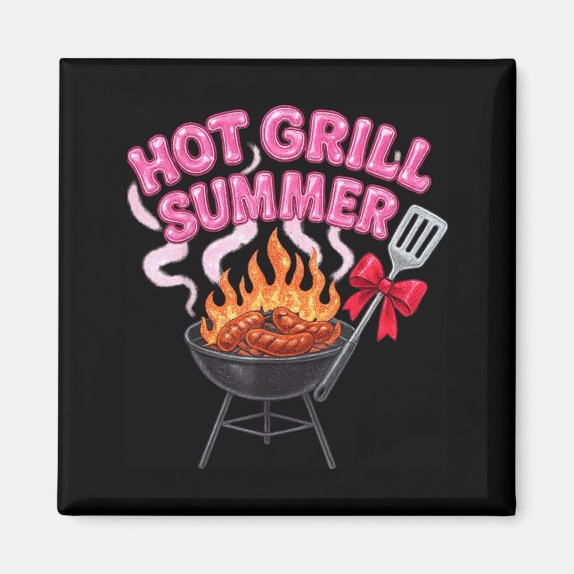 Íman Churrasco de verão engraçado salsicha de churrasco (Frente)