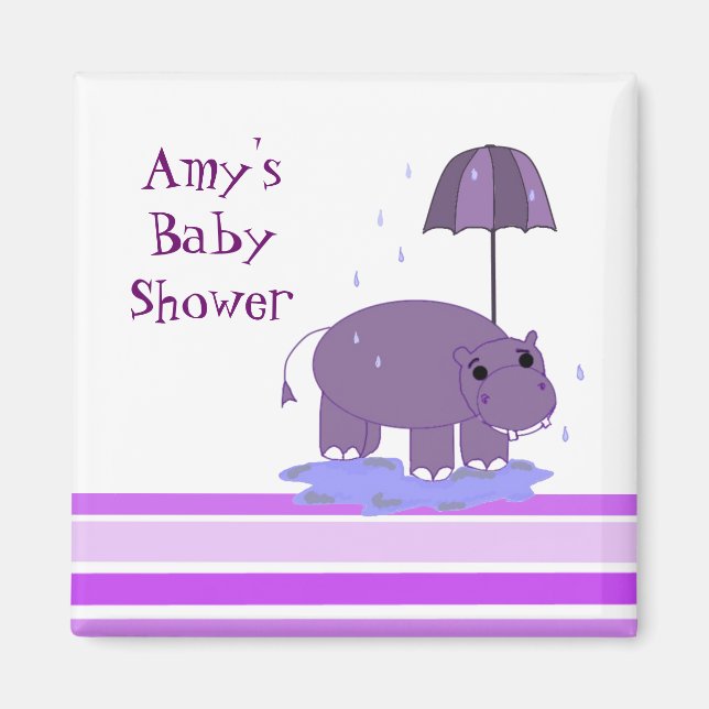 Íman Chuva de Bebê Hipopótamo Roxo (Frente)
