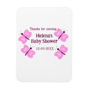 Íman Chuva de borboletas rosa Baby shower aquarela adic
