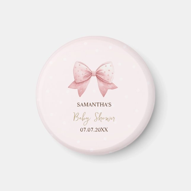 Íman Chuva de Cor-de-Rosa em Aquarela - Baby Shower (Frente)