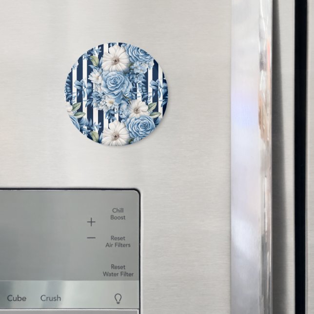 Íman Chuva de Noiva em Listras Florais Azul Marinho (In Situ (Fridge))