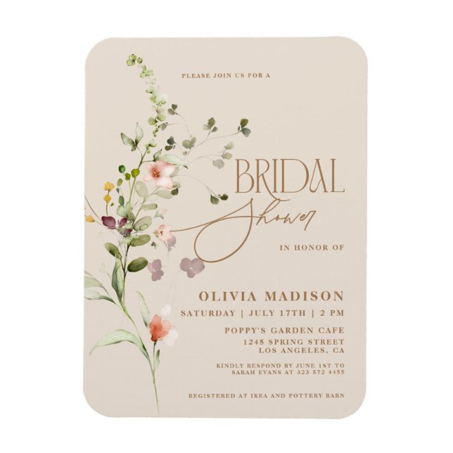 Íman Chuva de Noiva Jardim Floral Boho Roteiro Moderno (Vertical)