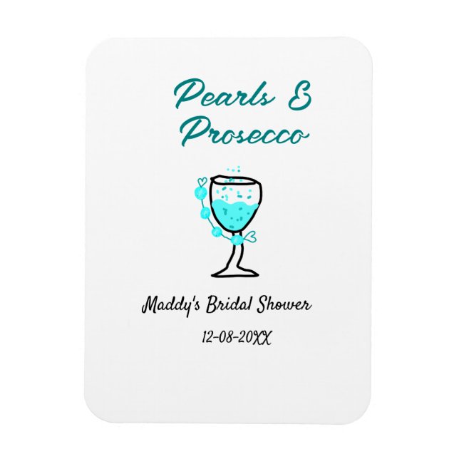 Íman chuva de noiva pérolas e prosecco azul preto nome  (Vertical)