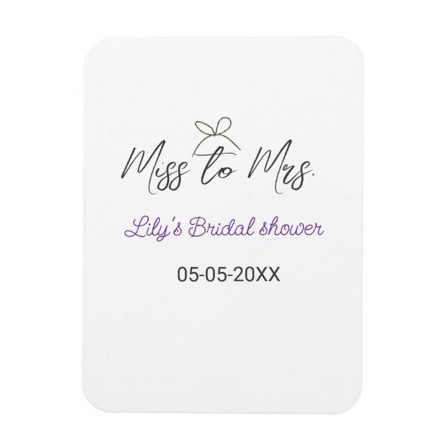 Íman Chuva de presentes Miss to Mrs adicionar nome data (Vertical)