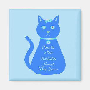 Íman Chuveiro de Bebê Menino Gato Azul Fofo Personaliza
