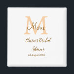Íman Chuveiro de noiva monograma laranja adicionar nome<br><div class="desc">lindo design</div>