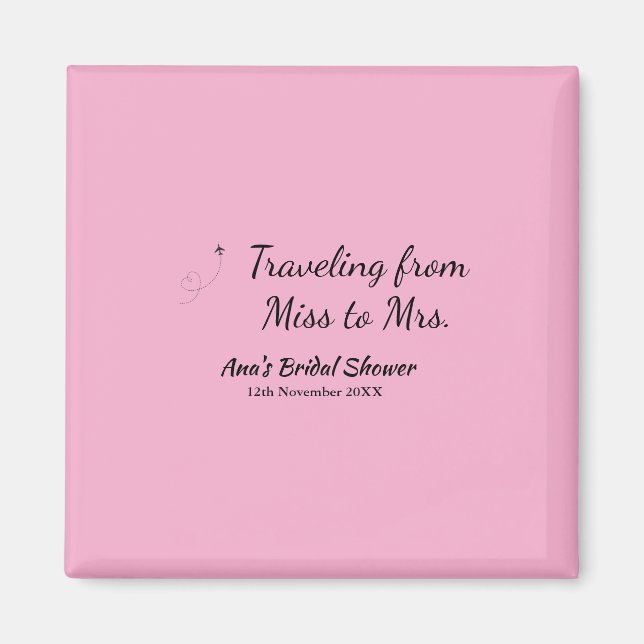 Íman Chuveiro de noiva viagem adicionar nome data senho (Frente)