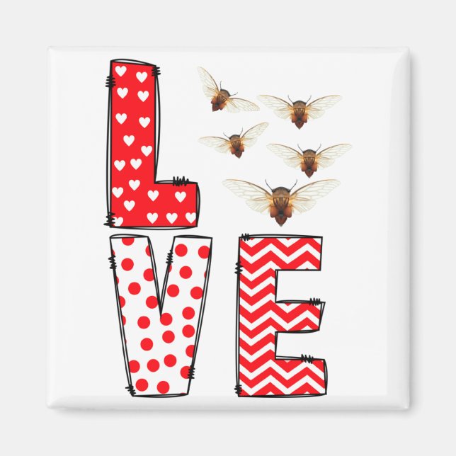Íman Cicada Valentines Day Love Valentine Cute Hearts  (Frente)