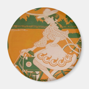 Íman Ciclismo da mulher do vintage com Cupido
