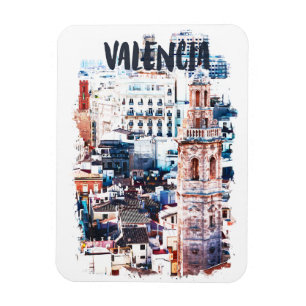 Íman Cidade de Aquarela da Arquitetura de Espanha de Va