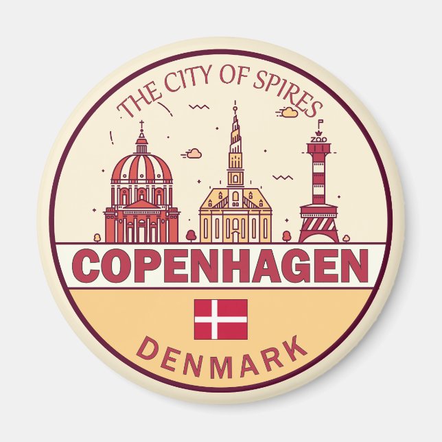 Íman Cidade de Copenhagen Dinamarca - Skyline Emblem (Frente)