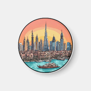 Íman Cidade de Dubai - Skyline com Arranha-céus em Torr