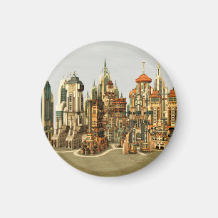 Íman Cidade de Fantasia Futurista Arte de Horizonte de
